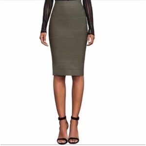 BCBGMAXAZRIA Long Leger Bandage Skirt In Dark Fatigue Size Small
